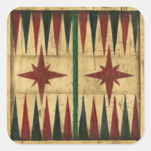 Antique Backgammon Game Board von Ethan Harper Quadratischer Aufkleber (Vorderseite)