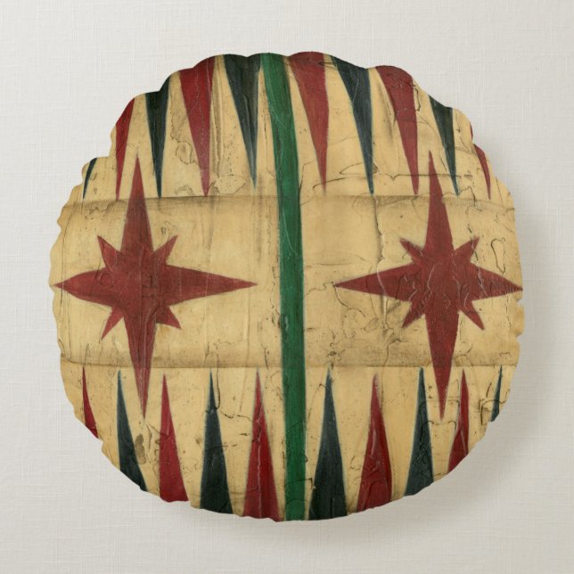 Antique Backgammon Game Board von Ethan Harper Rundes Kissen (Vorderseite)