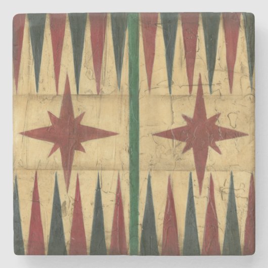 Antique Backgammon Game Board von Ethan Harper Steinuntersetzer (Vorderseite)