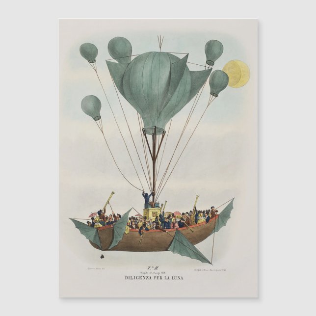Antique Balloon Air Ship Artwork Magnetkarte (Vorderseite)