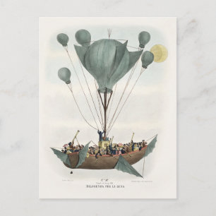 Antique Balloon Air Ship Artwork Postkarte