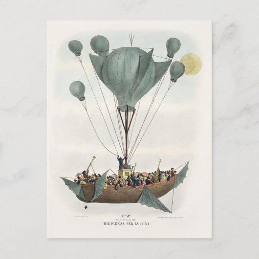 Antique Balloon Air Ship Artwork Postkarte (Vorderseite)