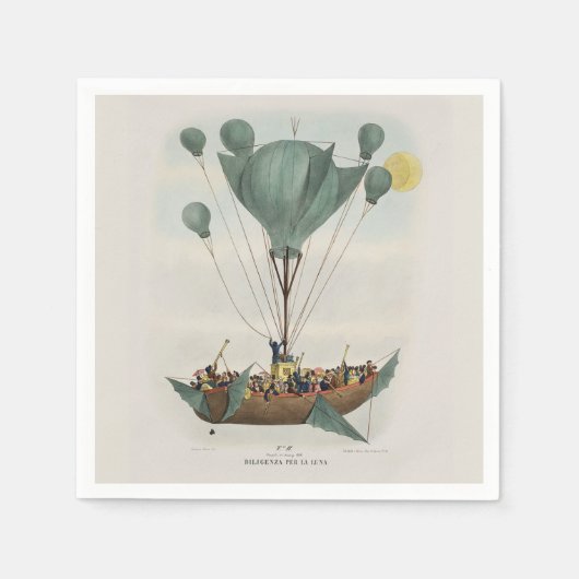 Antique Balloon Air Ship Artwork Serviette (Vorderseite)