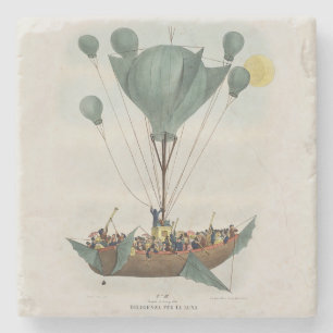 Antique Balloon Air Ship Artwork Steinuntersetzer