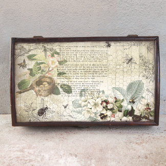 Antique Bee Botanical Ephemera Decoupage Seidenpapier