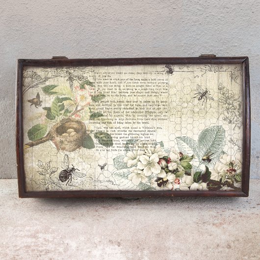 Antique Bee Botanical Ephemera Decoupage Seidenpapier