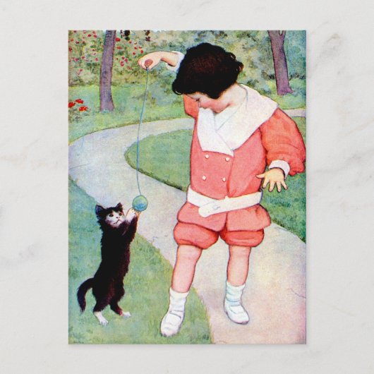 ANTIQUE "BESTE FREUNDE" MÄDCHENSPIELE MIT KÜCHE POSTKARTE (Vorderseite)