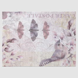 Antique Bird Butterfly Vintag Ephemera Decoupage Seidenpapier