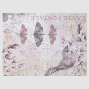 Antique Bird Butterfly Vintag Ephemera Decoupage Seidenpapier