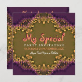 Antique BlackBerry Girly Lace Party Einladung (Vorne/Hinten)