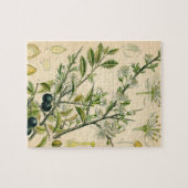 Antique Blackthorn Botanische Print Blume Berry Puzzle (Horizontal)