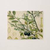 Antique Blackthorn Botanische Print Blume Berry Puzzle (Horizontal)