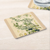 Antique Blackthorn Botanische Print Blume Berry Rechteckiger Pappuntersetzer (angewinkelt)