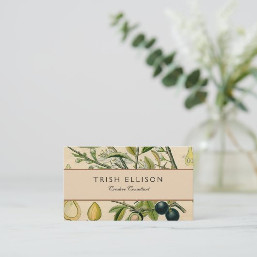 Antique Blackthorn Botanische Print Blume Berry Visitenkarte (Stehend Vorderseite)