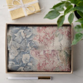 Antique Blue and Pink Hydrangea Ephemera Script Seidenpapier (Geschenk)