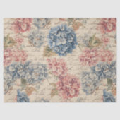 Antique Blue and Pink Hydrangea Ephemera Script Seidenpapier (Vorderseite)