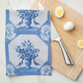 Antique Blue Birds Delft Floral Küche Handtücher (Viertel Falte)