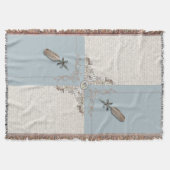 Antique Blue Classic Manuscript Woven Fringe Decke (Vorderseite)