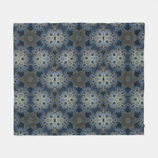 Antique Blue Daisy Floral Fleecedecke (Vorderseite (Horizontal))