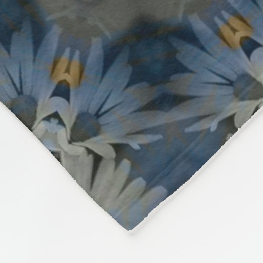 Antique Blue Daisy Floral Fleecedecke (Ecke)