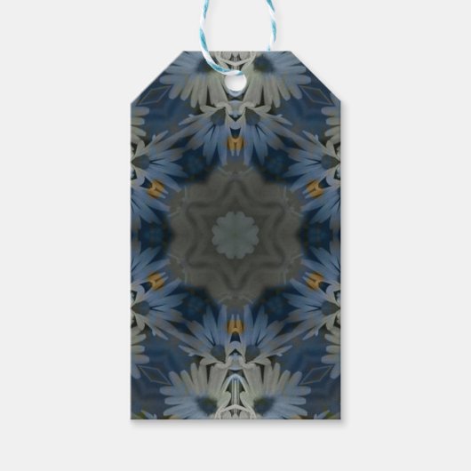 Antique Blue Daisy Floral Geschenkanhänger (Vorderseite)