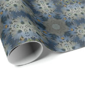 Antique Blue Daisy Floral Geschenkpapier (Rolleneckpunkt)