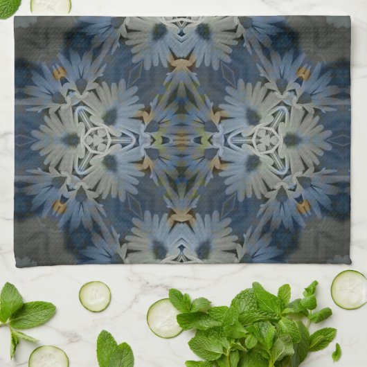 Antique Blue Daisy Floral Geschirrtuch (Gefaltet)