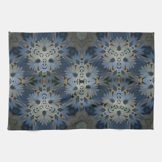 Antique Blue Daisy Floral Geschirrtuch (Horizontal)
