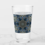 Antique Blue Daisy Floral Glas (Rückseite)
