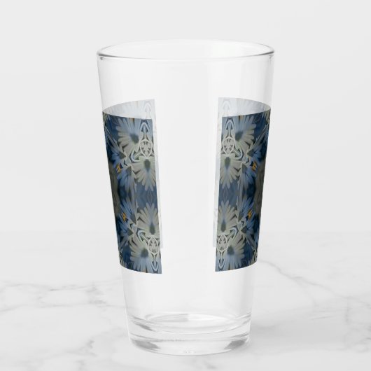 Antique Blue Daisy Floral Glas (Rechts)