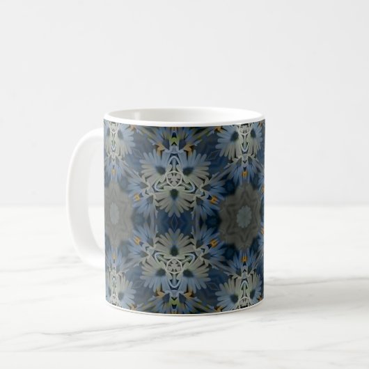 Antique Blue Daisy Floral Kaffeetasse (Vorderseite Links)
