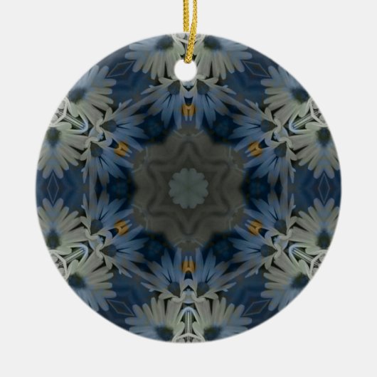 Antique Blue Daisy Floral Keramik Ornament (Vorne)