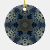 Antique Blue Daisy Floral Keramik Ornament (Hinten)