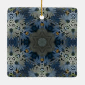 Antique Blue Daisy Floral Keramikornament (Rückseite)