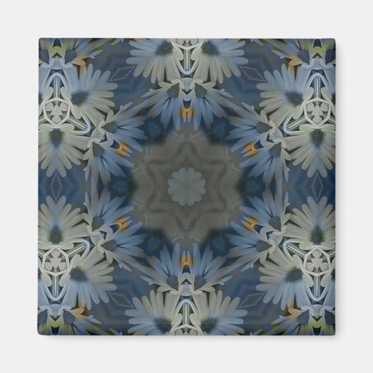 Antique Blue Daisy Floral Magnet (Vorne)