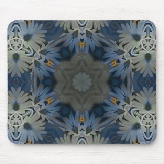 Antique Blue Daisy Floral Mousepad (Vorne)