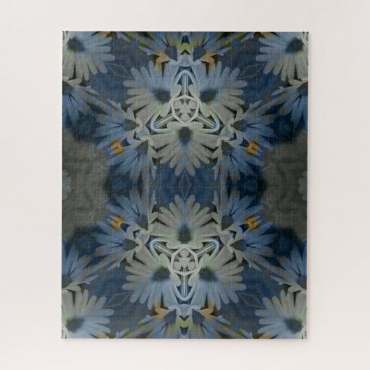 Antique Blue Daisy Floral Puzzle (Vertikal)