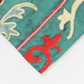 ANTIQUE BLUE RED WHITE FLORAL UZBEK EMBROIDERY FLEECEDECKE (Ecke)