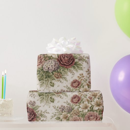 Antique Blush Rose Garden Pattern Geschenkpapier (Partygeschenke)