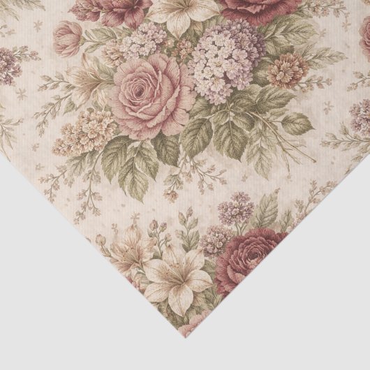 Antique Blush Rose Garden Pattern Seidenpapier (Ausschnitt)