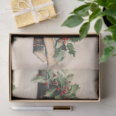 ANTIQUE BOOKS AND HOLLYBERRIES Christmas Pattern Seidenpapier (Geschenk)