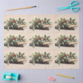 ANTIQUE BOOKS AND HOLLYBERRIES Christmas Pattern Seidenpapier (Basteln)