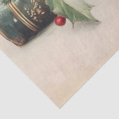 ANTIQUE BOOKS WITH HOLLYBERRIES Vintage Christmas Seidenpapier (Ausschnitt)