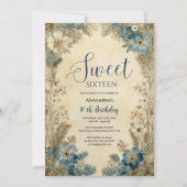 Antique Botanical Art Nouveau Sweet Sixteen Einladung (Vorderseite)