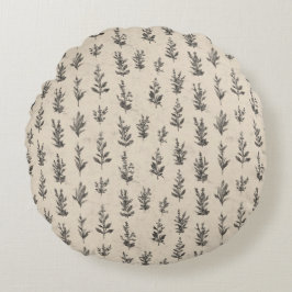Antique Botanical Herb Pattern – Vintage Floral Na Rundes Kissen