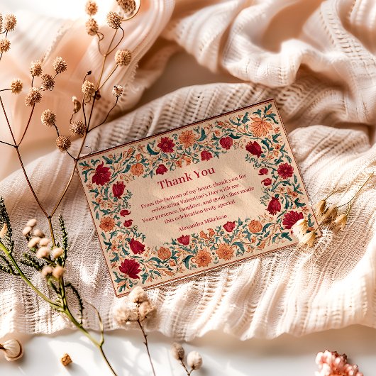 Antique Botanical Valentine Party Dankeskarte