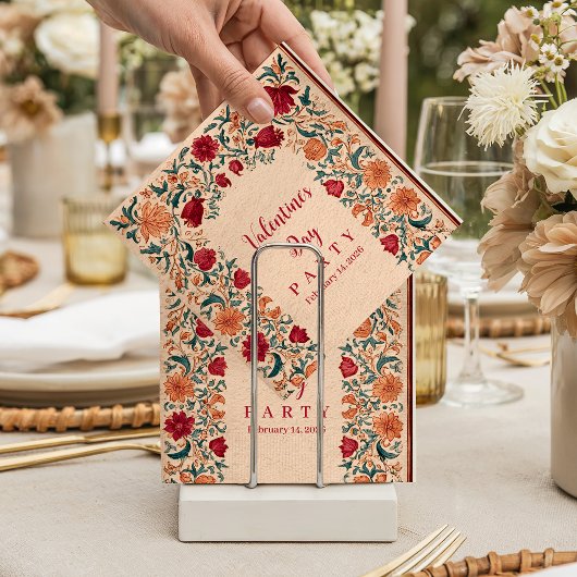 Antique Botanical Valentine Party Serviette