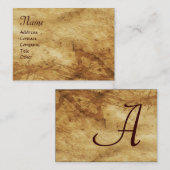 ANTIQUE BROWN PARCHMENT Monogramm Visitenkarte (Vorne/Hinten)
