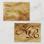 ANTIQUE BROWN PARCHMENT Monogramm Visitenkarte (Vorne/Hinten)