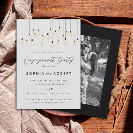 Antique Bulbs Hanger Lights Engagement Party Invi Einladung